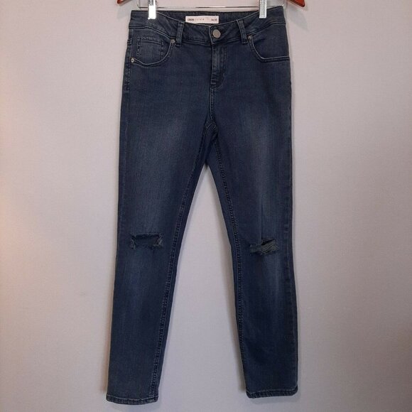 3/$20 Asos Skinny Jeans Ripped Knee Distressed Denim Womens Size 26 Blue - Picture 5 of 9